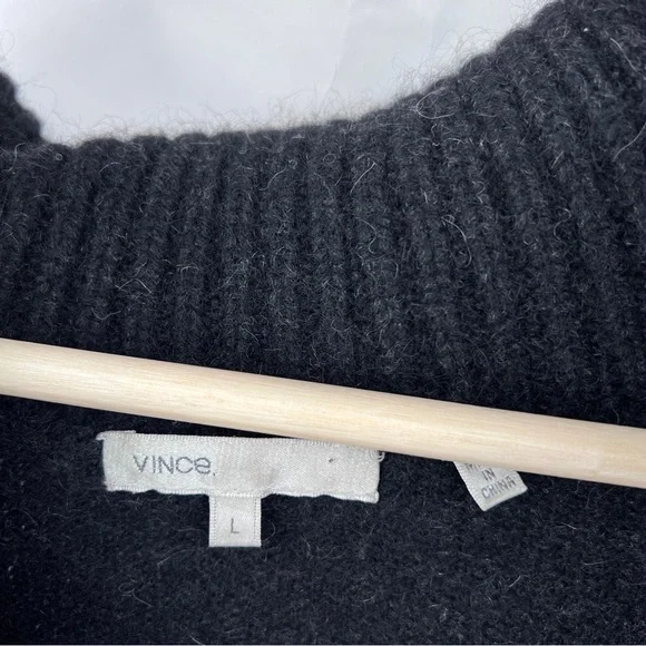 Vince sweater Alpaca Wool Cashmere Cowl Neck Short Sleeve L black - Picture 3 of 10